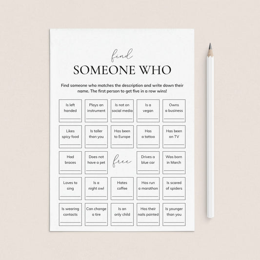 Printable Icebreaker Bingo Find Someone Who by LittleSizzle