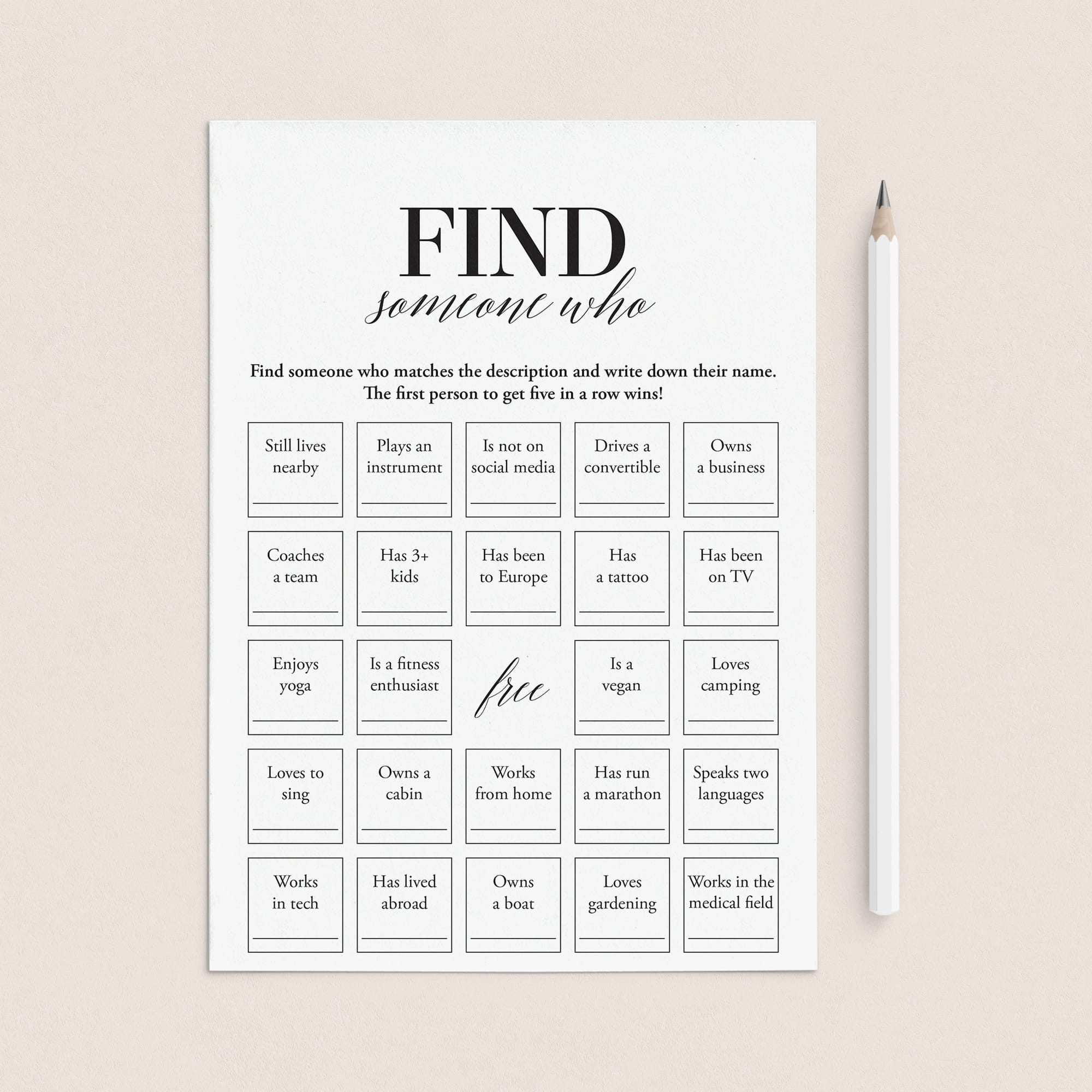 Class Reunion Bingo Find Someone Who Mingle Icebreaker Game Printable by LittleSizzle