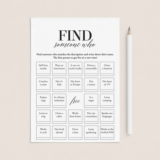 Class Reunion Bingo Find Someone Who Mingle Icebreaker Game Printable by LittleSizzle