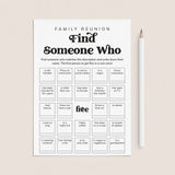 Family Reunion Bingo Game Find Someone Who Printable by LittleSizzle