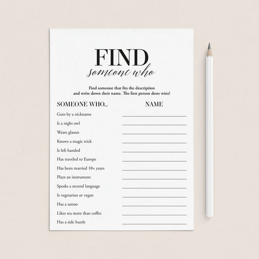 Office Party Icebreaker Game Find Someone Who Printable by LittleSizzle