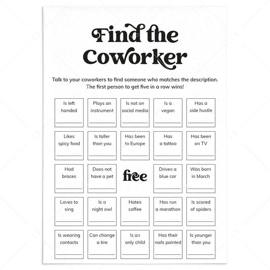 Printable Office Human Bingo Find The Coworker by LittleSizzle