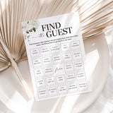 Find The Guest Bingo Card Printable White Floral
