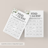 Find The Guest Bingo Card Printable White Floral