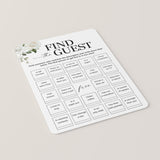 Find The Guest Bingo Card Printable White Floral