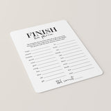 Finish His Phrase Mens Birthday Party Game Printable