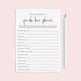 Bachelorette Ice Breaker Game Finish Her Phrase Printable by LittleSizzle