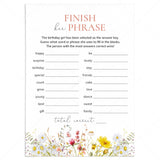 Birthday Party Ice Breaker Game Finish Her Phrase Printable by LittleSizzle