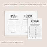 Finish His Phrase Mens Birthday Party Game Printable
