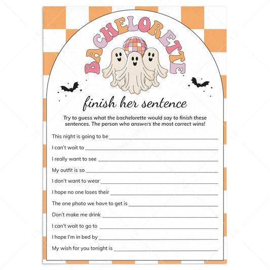 Spooky Bachelorette Party Game Finish Her Sentence Printable by LittleSizzle