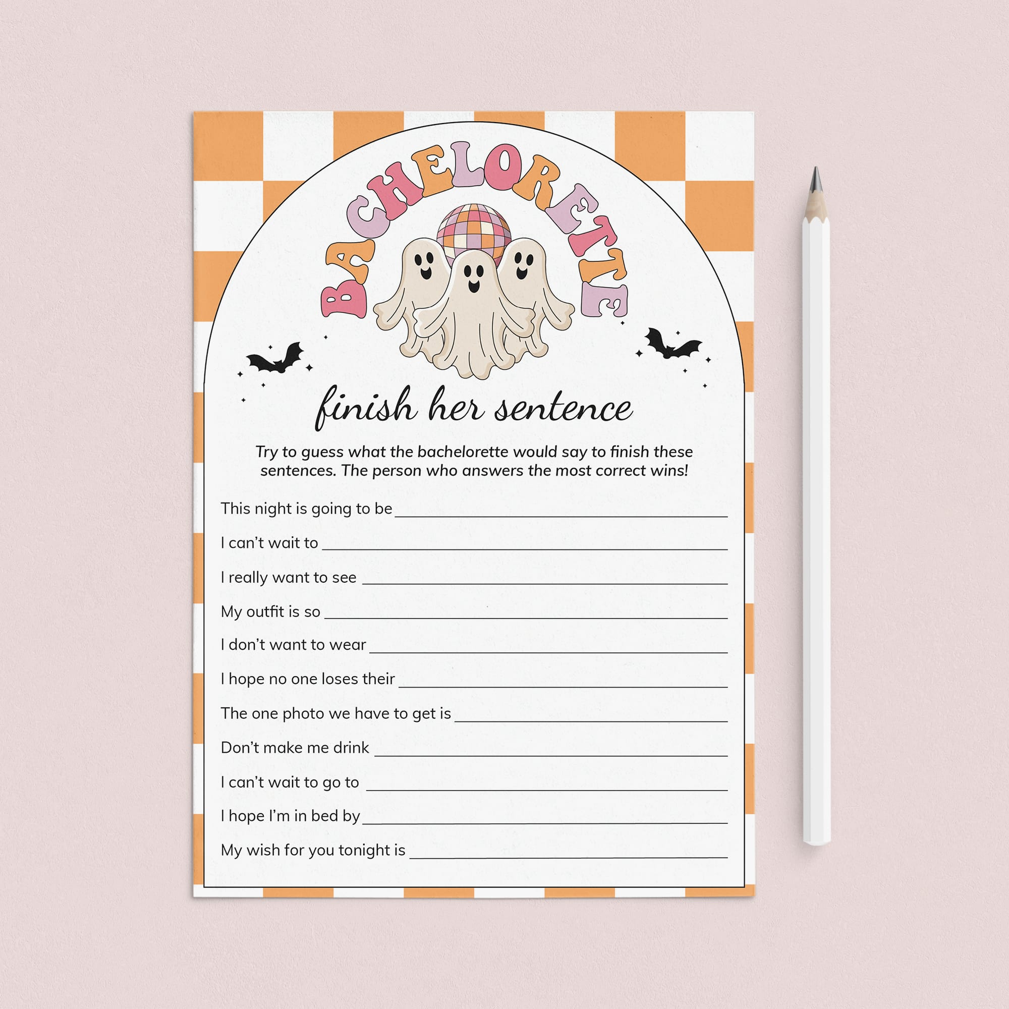 Spooky Bachelorette Party Game Finish Her Sentence Printable by LittleSizzle