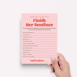 Pink and Red Bachelorette Party Game Finish Her Sentence Printable