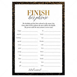Black and Gold Birthday Party Game Finish Her Phrase Printable by LittleSizzle
