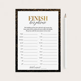 Black and Gold Birthday Party Game Finish Her Phrase Printable by LittleSizzle