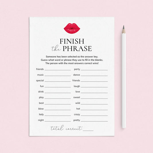 Ladies Night Icebreaker Game Finish The Phrase Printable by LittleSizzle