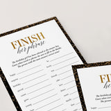 Black and Gold Birthday Party Game Finish Her Phrase Printable