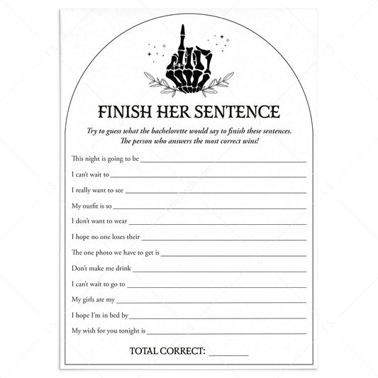 Finish The Bachelorette's Sentence Game Printable Bride or Die Theme by LittleSizzle