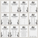 Gothic Black Halloween Party Games with Floral Skull Printable by LittleSizzle