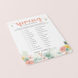 Spring Flower Meanings Game with Answers Printable