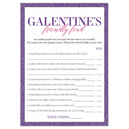 Galentines Friendly Feud Quiz with Answers Printable by LittleSizzle