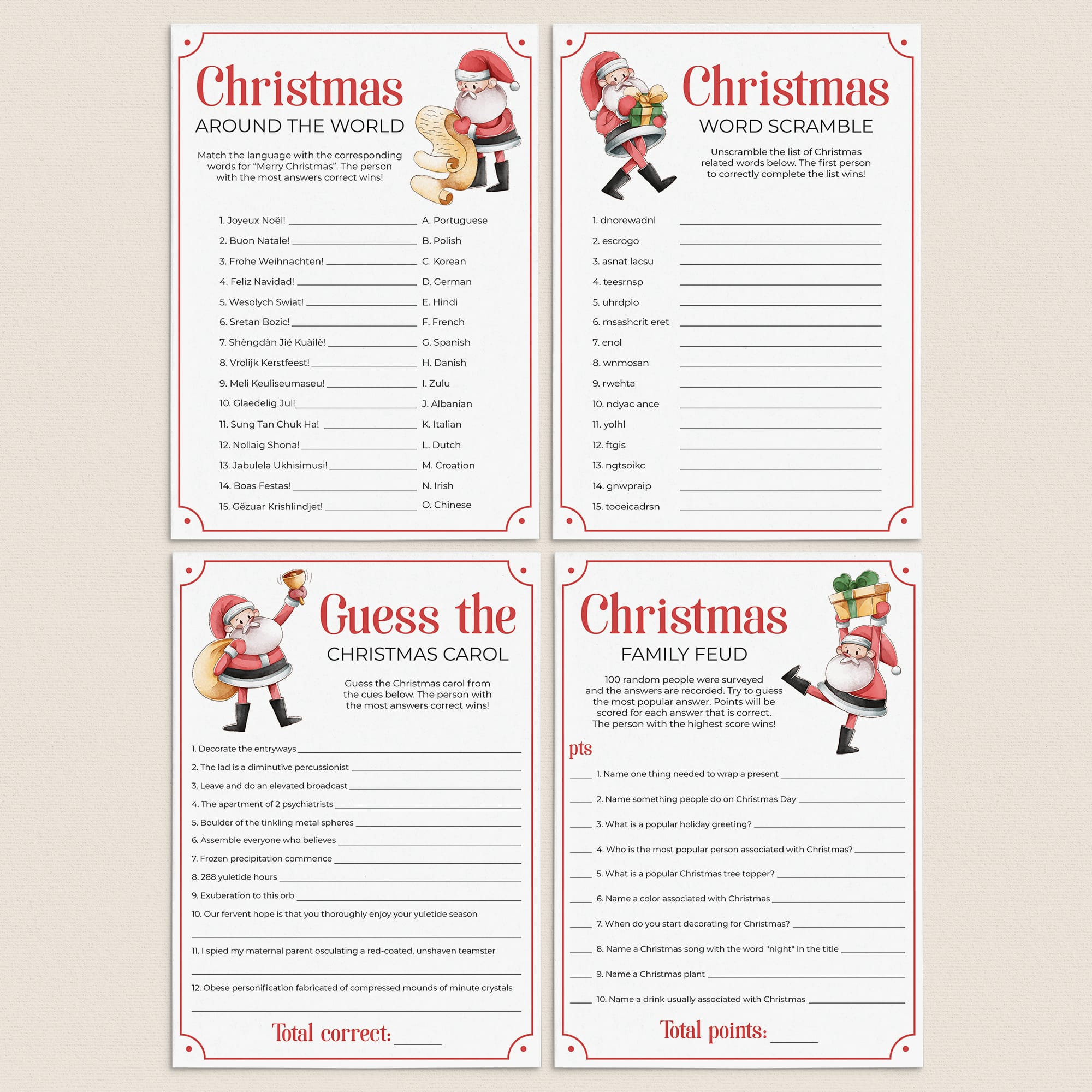 Family Christmas Party Games Printable by LittleSizzle