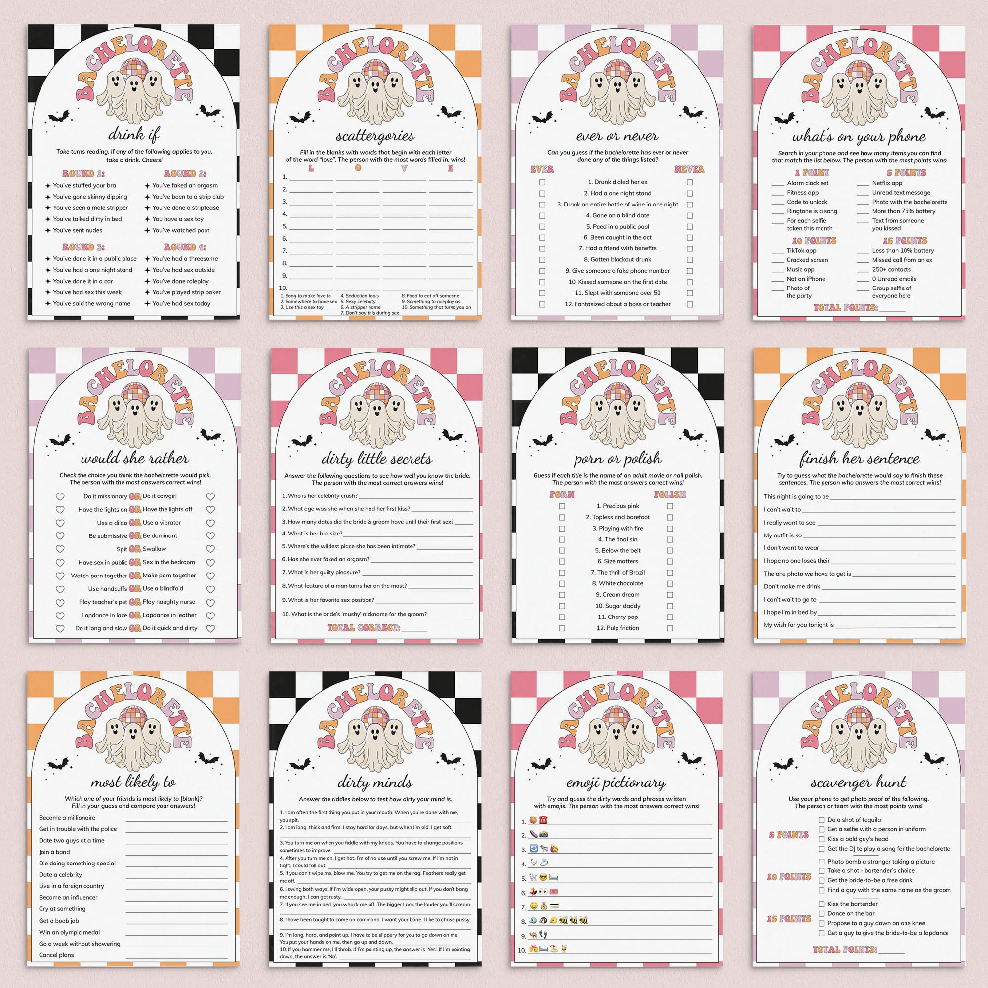Let's Go Ghouls Bachelorette Party Games Bundle Printable by LittleSizzle