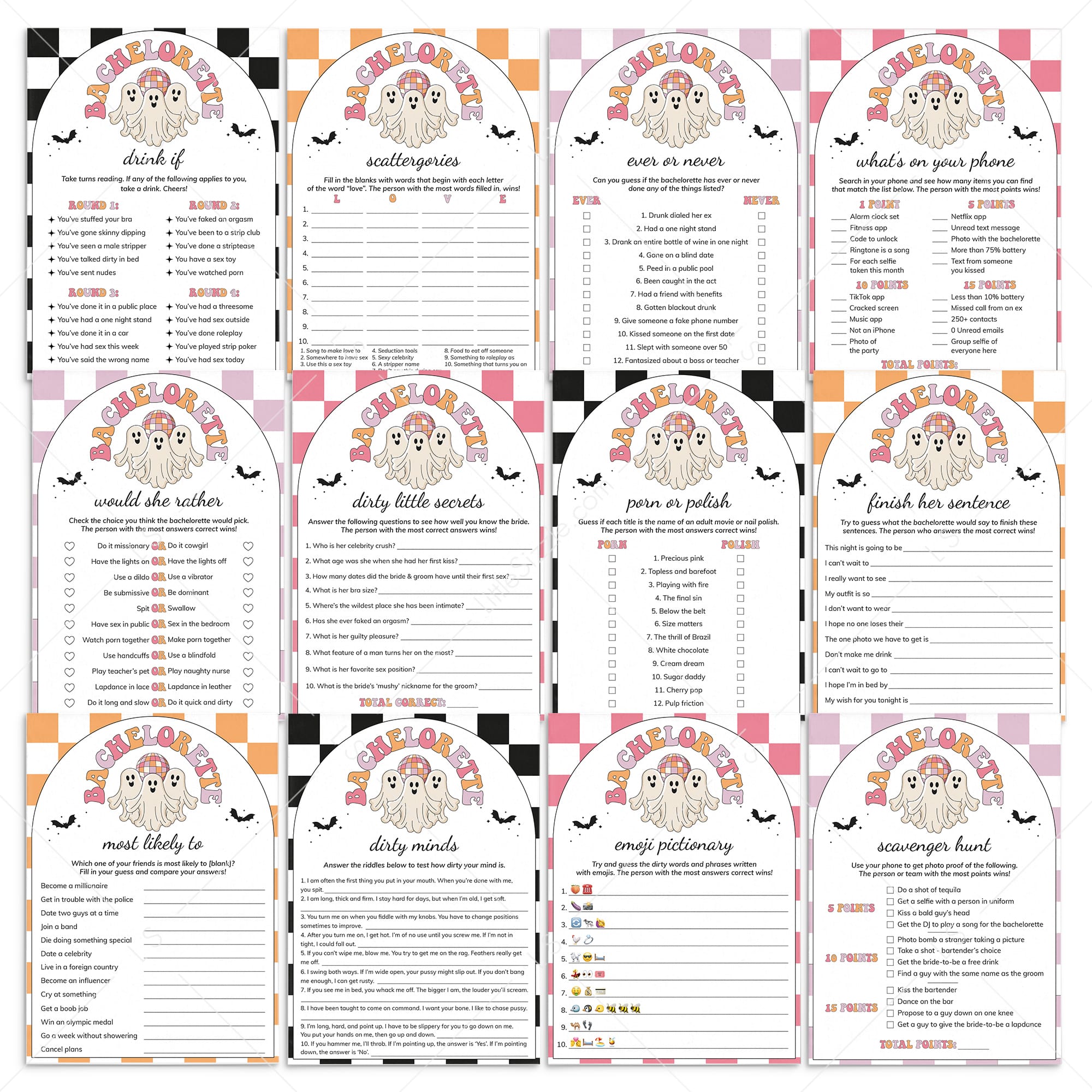 Let's Go Ghouls Bachelorette Party Games Bundle Printable by LittleSizzle