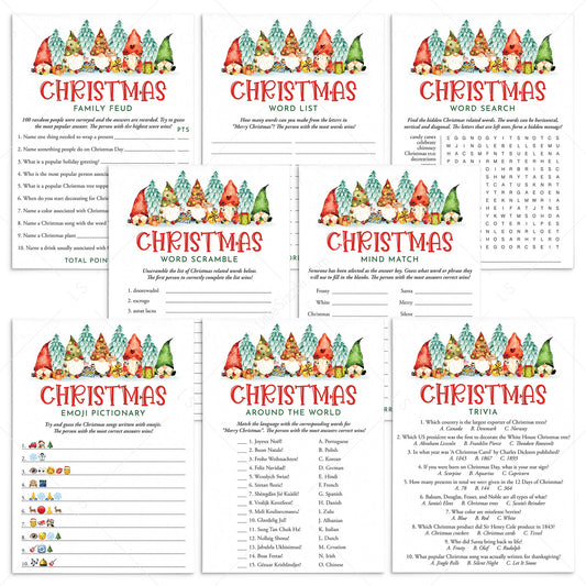 Gnomes Christmas Games for Family Printables by LittleSizzle