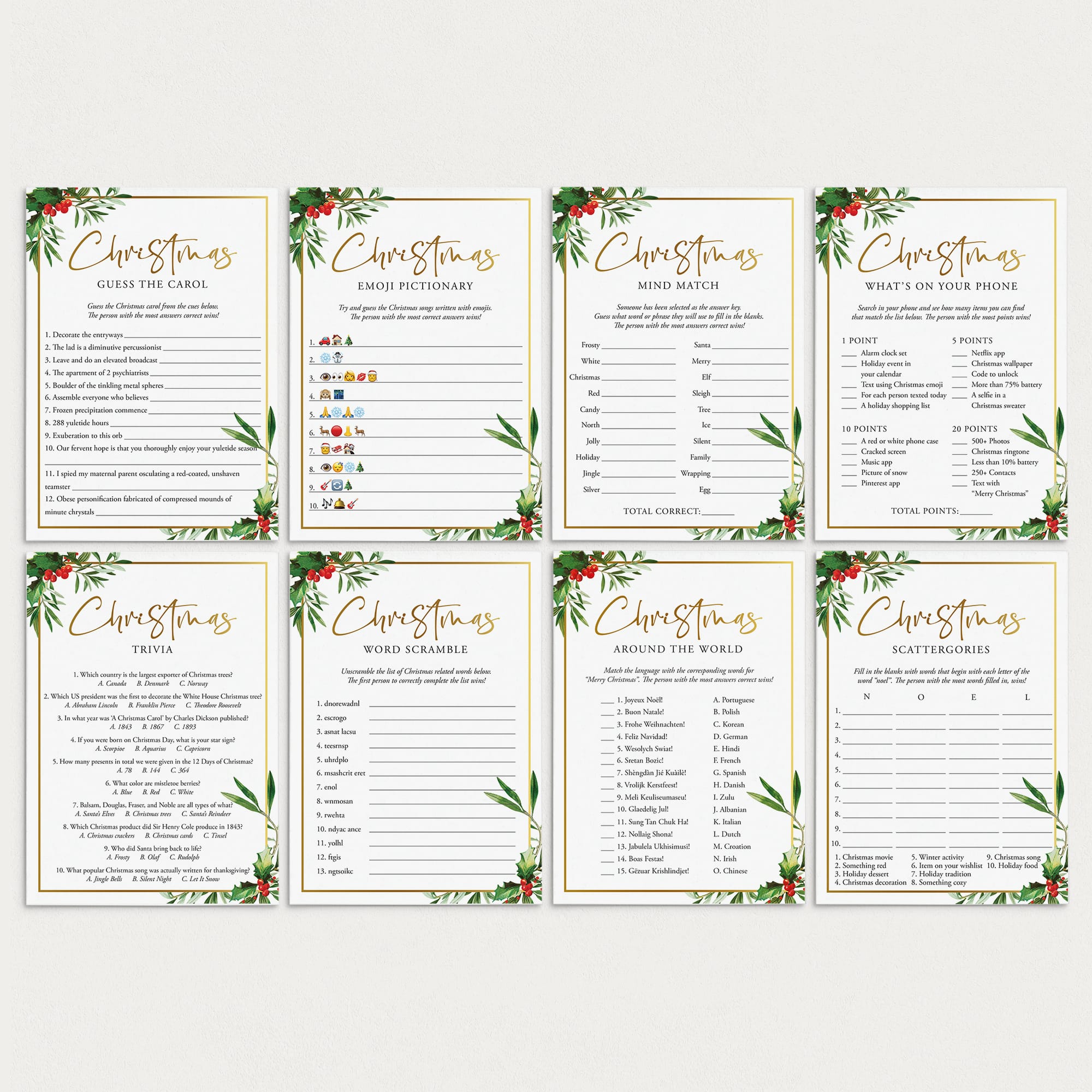 Elegant Christmas Party Games and Activities Printable by LittleSizzle