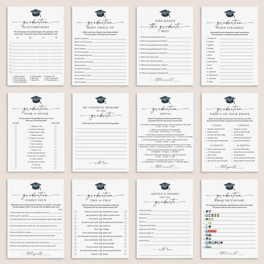 Modern Script Graduation Games Bundle Printable by LittleSizzle