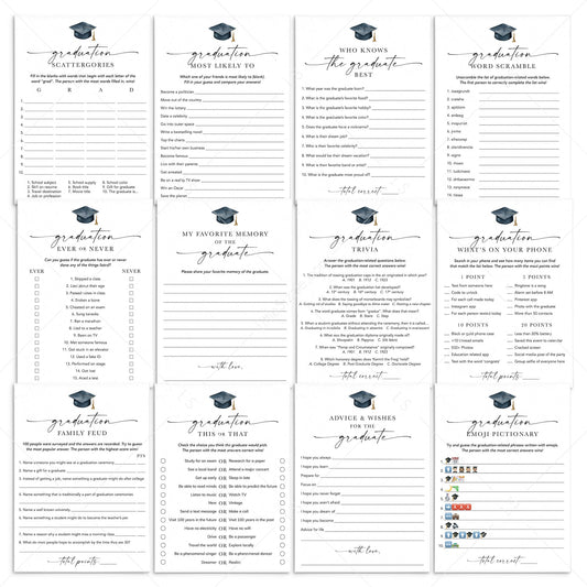 Modern Script Graduation Games Bundle Printable by LittleSizzle