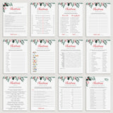 12 Holiday Party Games Printable Greenery Theme Christmas by LittleSizzle