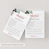 12 Holiday Party Games Printable Greenery Theme Christmas + FREE Secret Santa Questionnaire