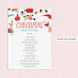 Adult Christmas Game Printable Guess The Carol with Answer Key