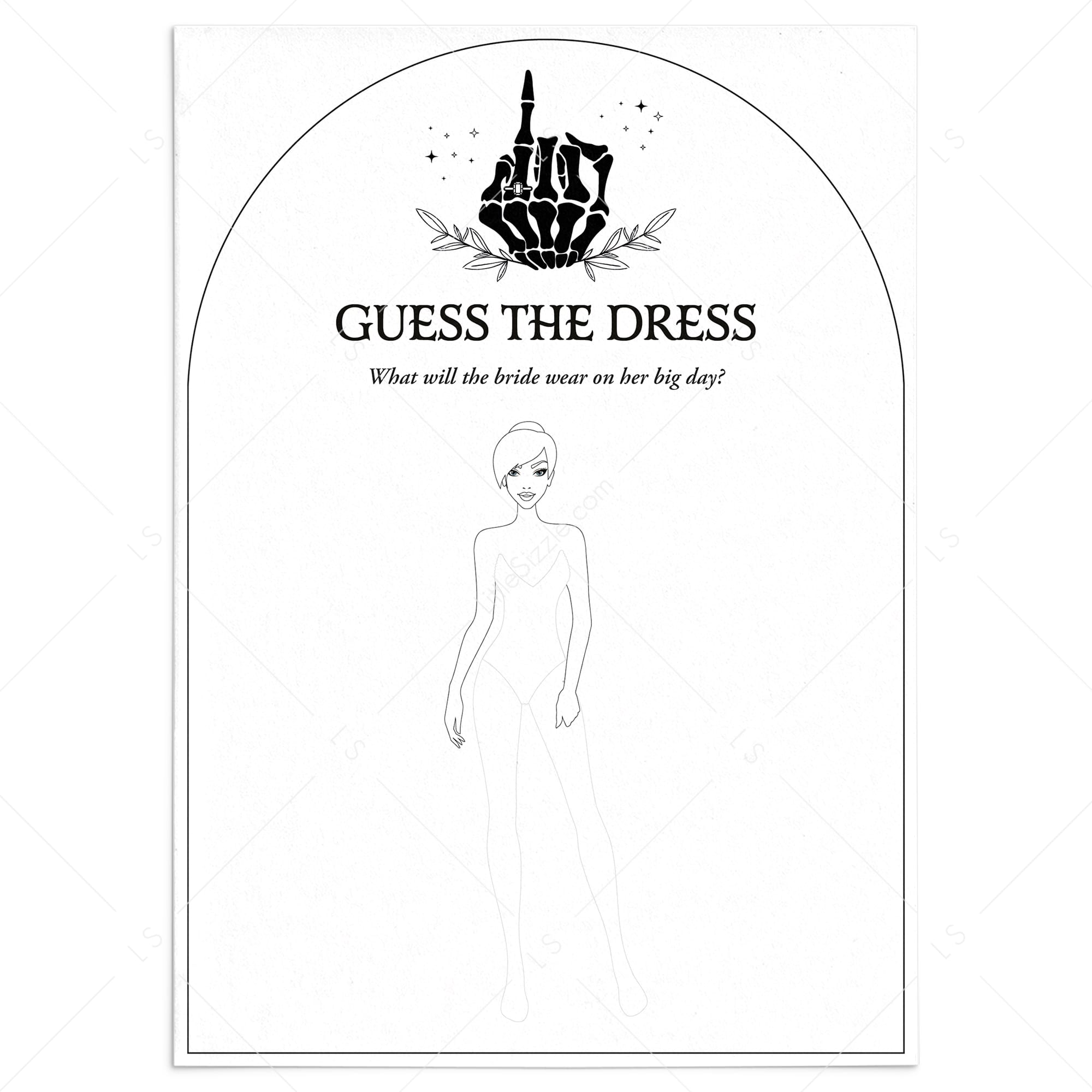 Goth Bridal Shower Activity Guess The Dress Printable by LittleSizzle