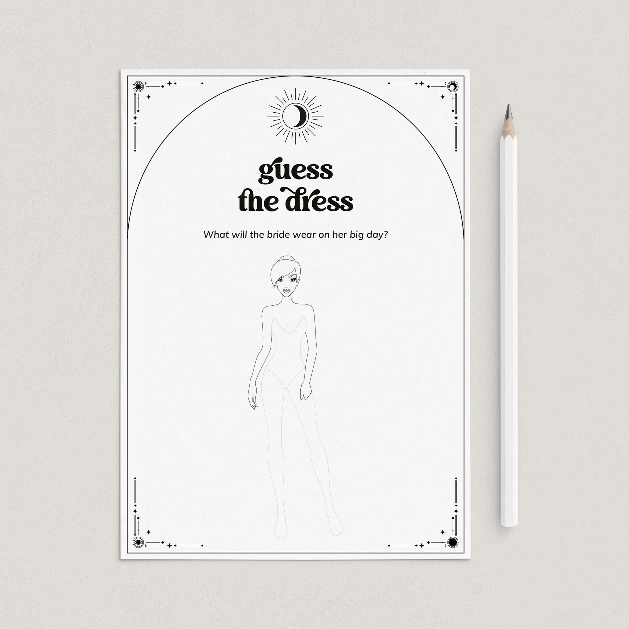 Moon and Stars Bridal Shower Activity Guess The Dress Printable by LittleSizzle