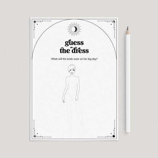 Moon and Stars Bridal Shower Activity Guess The Dress Printable by LittleSizzle