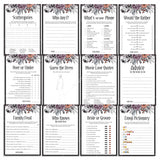 Halloween Bridal Shower Games Bundle Black Purple Floral by LittleSizzle