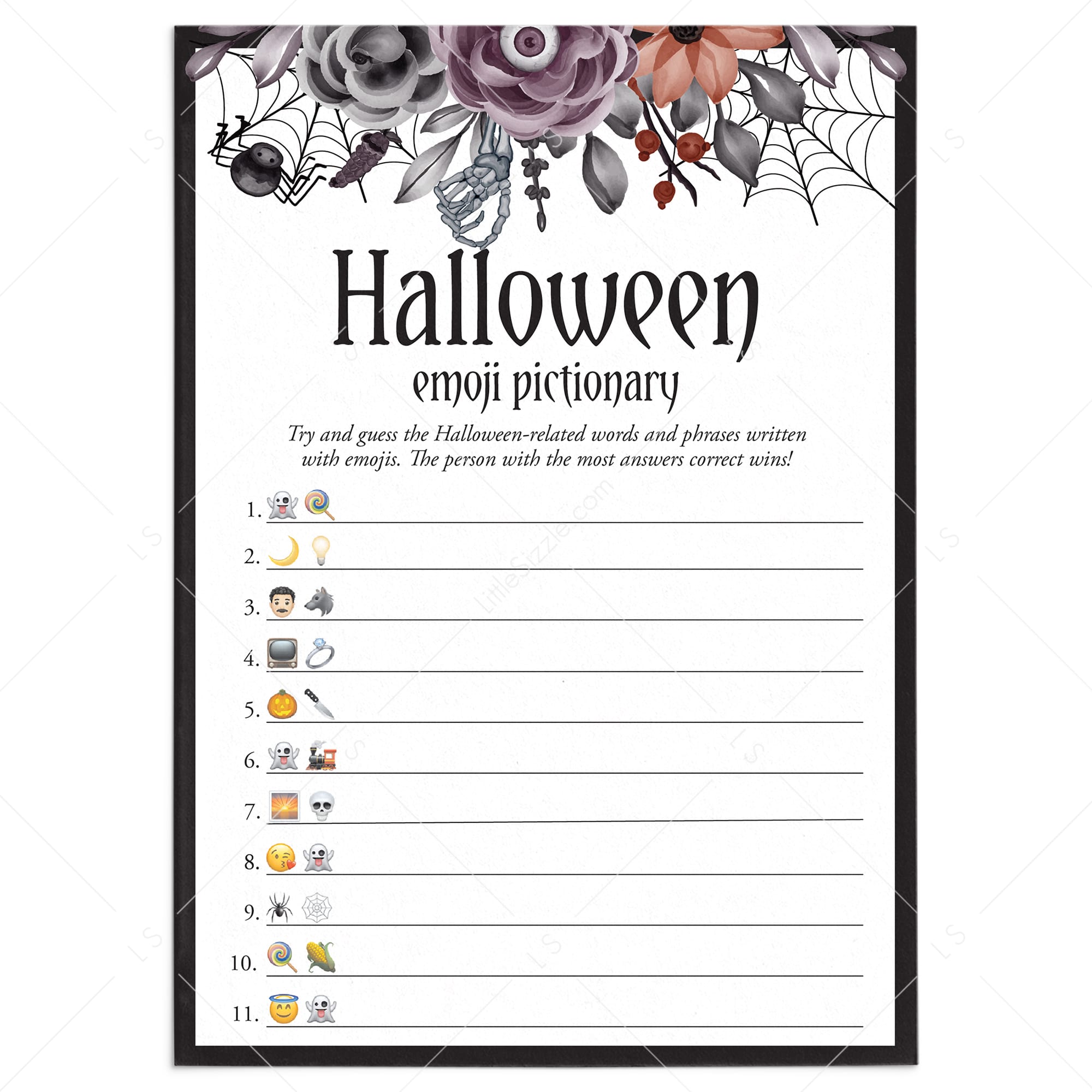 Halloween Theme Dinner Party Game Emoji Pictionary by LittleSizzle