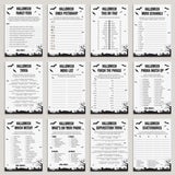 12 Black and White Halloween Party Games Printable by LittleSizzle
