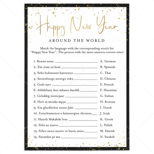 Happy New Year Around The World Game with Answers Printable by LittleSizzle