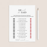 Anniversary Game He Said She Said Printable by LittleSizzle