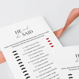 Fun Engagement Party Game He Said She Said