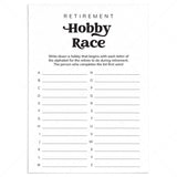 Hobby Race Retirement Game Printable by LittleSizzle