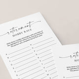 Printable Retirement Hobbies A-Z Race Game