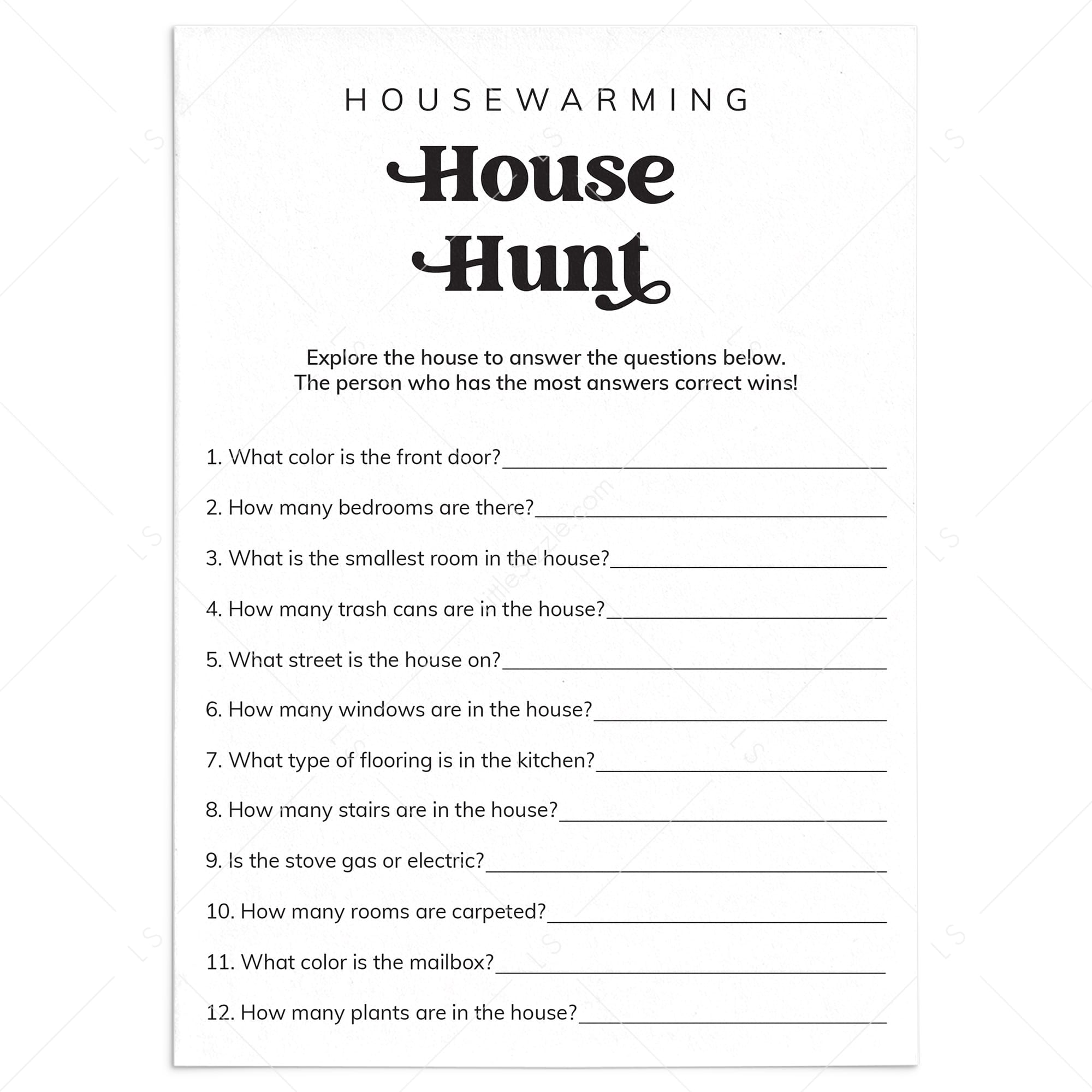 Housewarming House Hunt Printable by LittleSizzle