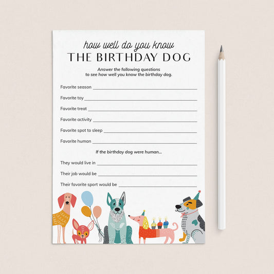How Well Do You Know The Birthday Dog Game Printable by LittleSizzle