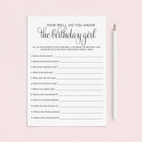 How Well Do You Know The Birthday Girl Printable by LittleSizzle