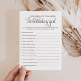 How Well Do You Know The Birthday Girl Printable
