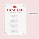 Printable I Love You Around The World Game with Answer Key
